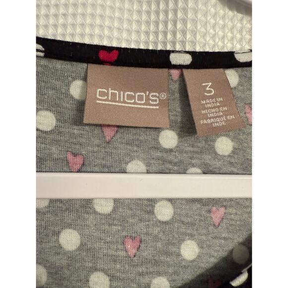 Chico's Women's XL Whimsigoth Heart Polka Dot Long Sleeve Cotton Modal Shirt - Picture 5 of 12